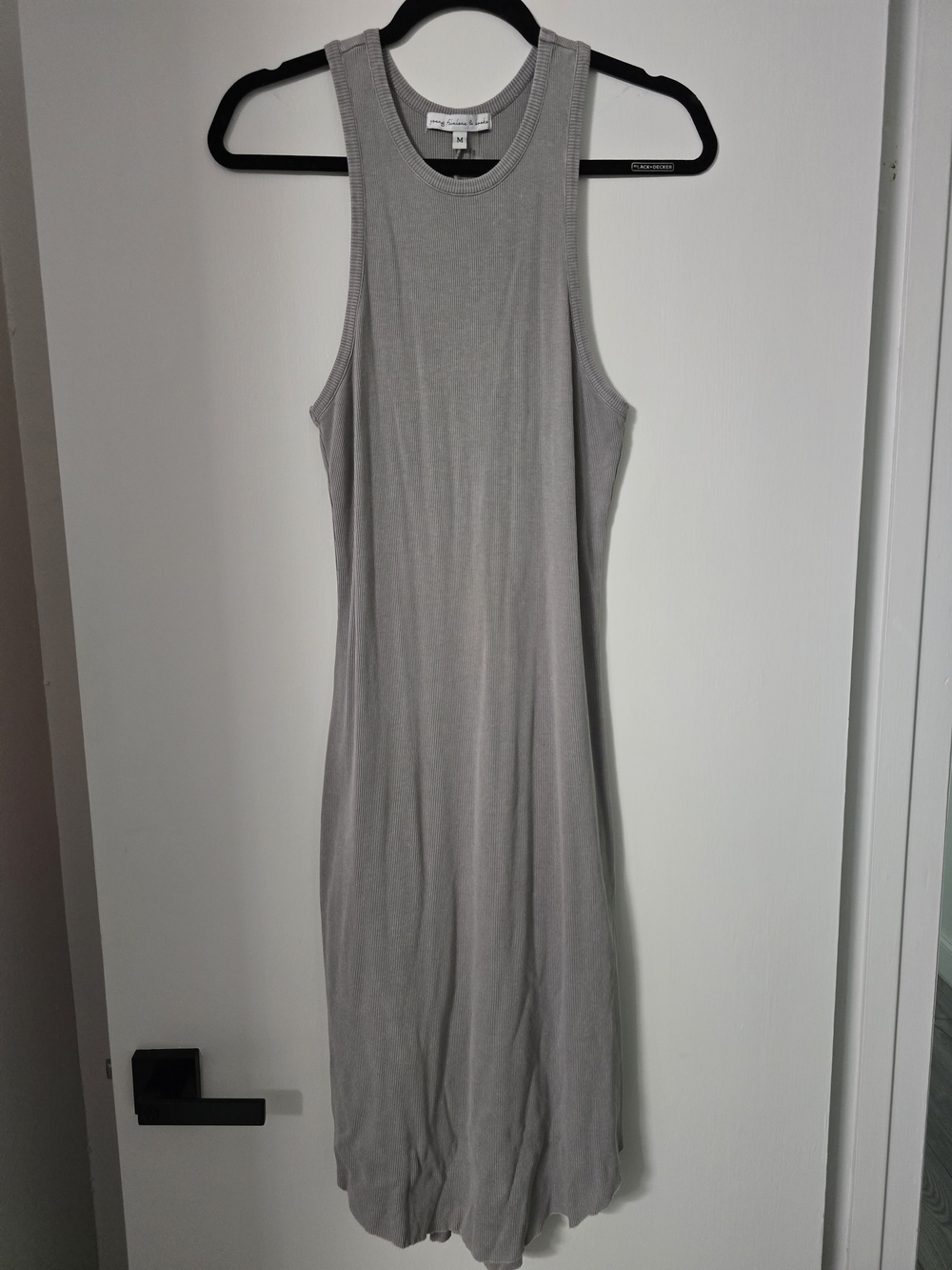 Young Fabulous & Broke Light Gray Ribbed Tank Midi Dress